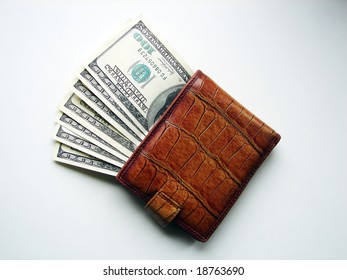 Leather Wallet Stuffed With Cash