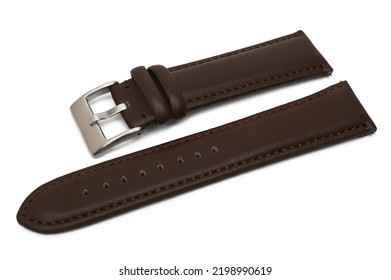 Leather Watch Strap On White Background