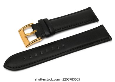 Leather Watch Strap On White Background