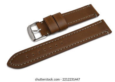 Leather Watch Strap On White Background