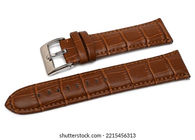 Leather Watch Strap On White Background