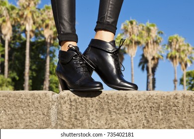 Leather Woman Shoes In Outdoor