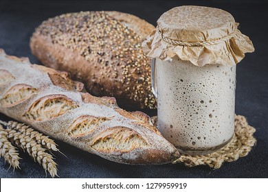 The Leaven For Bread Is Active. Starter
Sourdough. Bread Without Yeast. The Concept Of A Healthy Diet