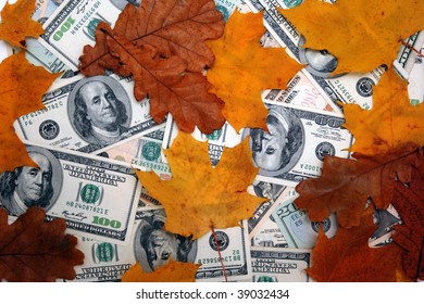 Leaves In Autumn  And Money