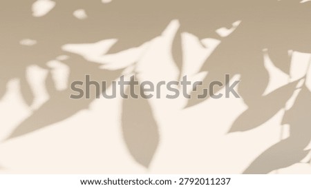 Leaves and braches shadow overlay cast on beige wall. Dappled leaf gobo light effect.