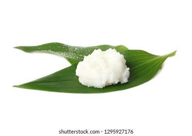 Leaves With Shea Butter Isolated On White