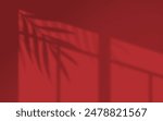 Leaves and window pane shadow overlay effect red background