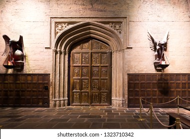 Leavesden, London - August 31 2014: The Great Hall in the Warner Brothers Studio tour 'The making of Harry Potter' in London, Uk.