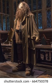 LEAVESDEN, UK - JUNE 19TH 2017: The Costume For The Character Rubeus Hagrid At The Making Of Harry Potter Studio Tour At The Warner Bros Studios In Leavesden, UK, On 19th June 2017.