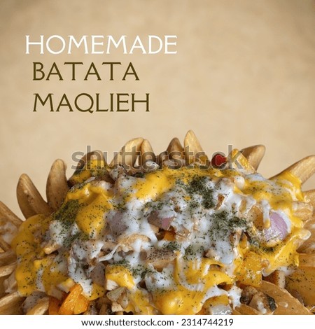 Lebanese homemade batata maqlieh (lebanese  frenchfries) with garlic sauce