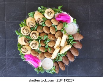 Lebanese Mezze Platter With Falafel And Kebbeh