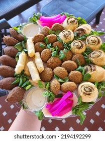 Lebanese Mezze Platter With Falafel And Kebbeh