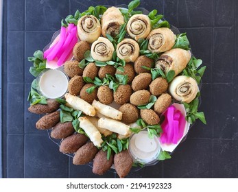 Lebanese Mezze Platter With Falafel And Kebbeh