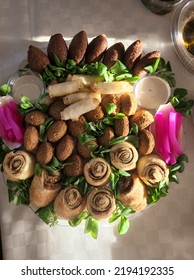 Lebanese Mezze Platter With Falafel And Kebbeh