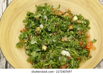 Lebanese Tabouleh Salad On A Bowl