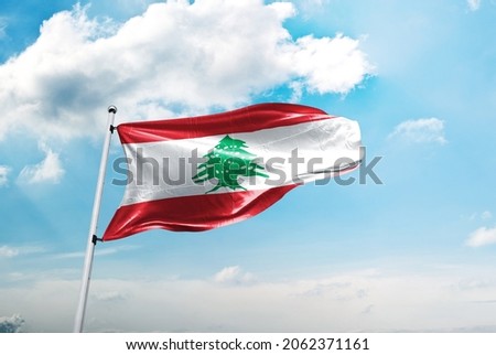 lebanon flag in the blue sky