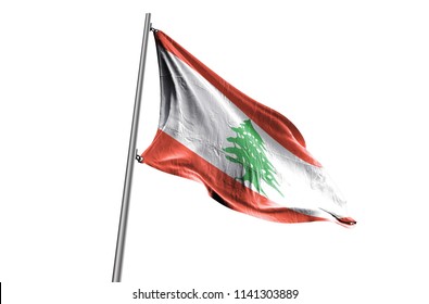 LEBANON Flag Waving White Background