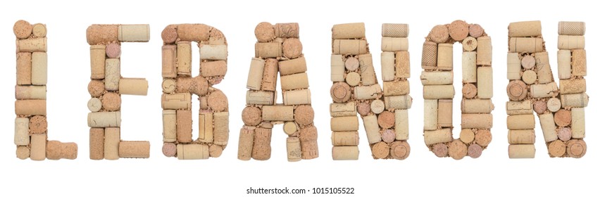 Lebanon Made From Wine Corks Isolated On White Background