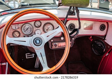 Lebanon, TN - May 14, 2022: Low Perspective Interior View Of A 1936 Auburn 876 Boattail Speedster At A Local Car Show.