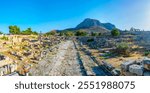 Lechaion Road at Ancient Corinth archaeological site in Greece.