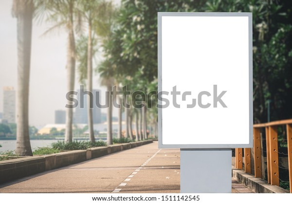 led blank billboard white screen side road in\
city. ad mockup copy space for advertising banner near bus stop in\
metropolis.