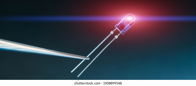 Led Diode On Blue Background