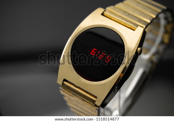 retro digital watch red display