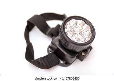 LED Headlamp On Isolated White Background