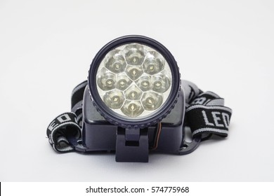 LED Headlamp On Isolated White Background