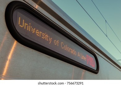 LED LCD direction panel mounted on a train in Denver USA