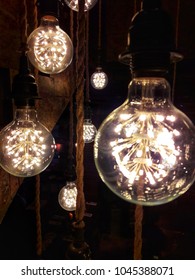 LED Light Bulbs Are Designed To Make A Modern Interior Look For A Steakhouse In Downtown Of Bangkok, Thailand