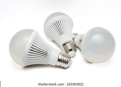 LED Light Bulbs On A White Background.