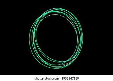 LED Light Move Circle On Long Exposure Shot In The Dark.