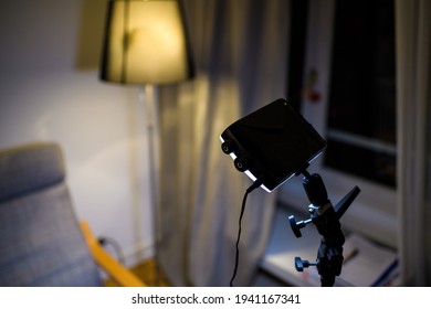 LED light preparing for interview in a corner