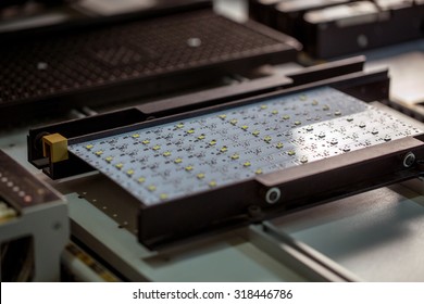 LED light production. Image of circuit board