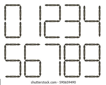 LED number font using screw driver bit. Isolated image on white background. - Powered by Shutterstock