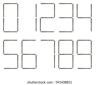 LED number font using screw drill bit. Isolated image on white background. - Powered by Shutterstock