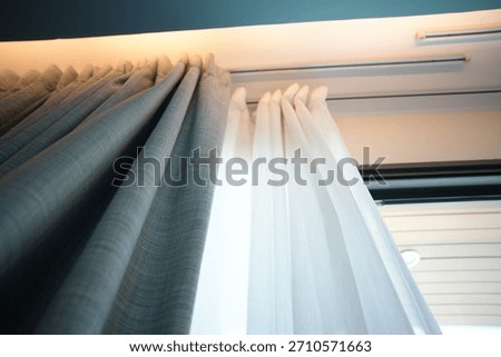 Led Profile Ceiling Recessed.Stretch ceiling white.An elegant white curtain elegantly cascades down from the ceiling.