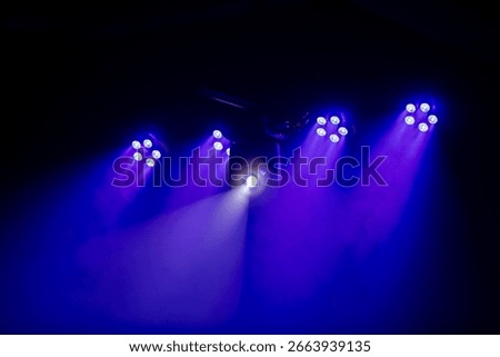 LED stage lights illuminating an empty performance space - just before the musicians arrive onstage.