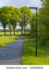 LED Street Lighting Along A Cycling Track With Low Dispersal Light Pollution, Ideal For Migrating Bats And Other Night Life