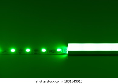 Led Strip Green Light In Aluminum Channel Diffuser