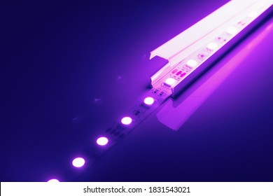 Led Strip Purple Light In Aluminum Channel Diffuser