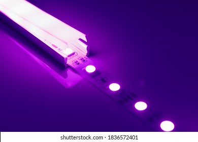 Led Strip Purple Light In Aluminum Channel Diffuser