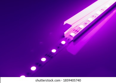 Led Strip Purple Light In Aluminum Channel Diffuser