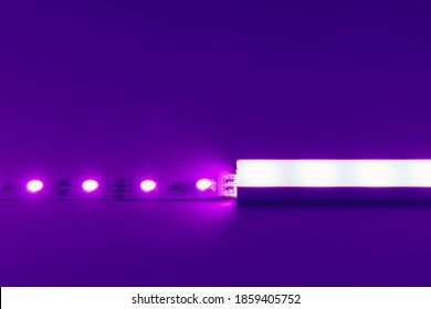 Led Strip Purple Light In Aluminum Channel Diffuser