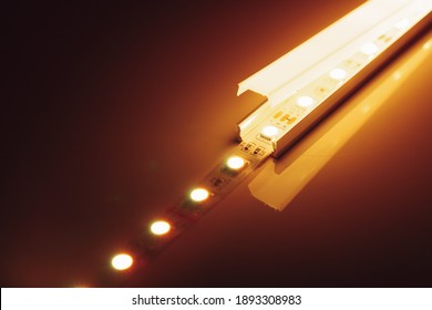 Led Strip Warm Light In Aluminum Channel Diffuser