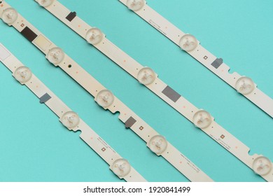 LED Strips With Lamps For LCD TV Or Monitor. Close-up, Selective Focus. TV Repair Concept.