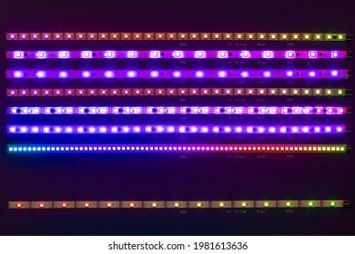 led strips purple lights on black background