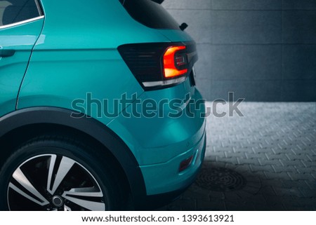 Led taillight on modern crossover at underground parking