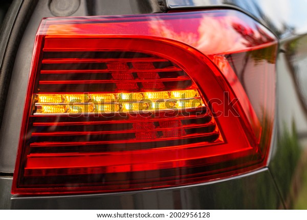 LED turn signal in the rear brake light of the\
car. Modern car lantern